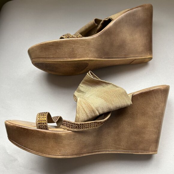 Embellished Platform Wedge Heel Wedges Sandals Women's Size 7.5** - Picture 6 of 8